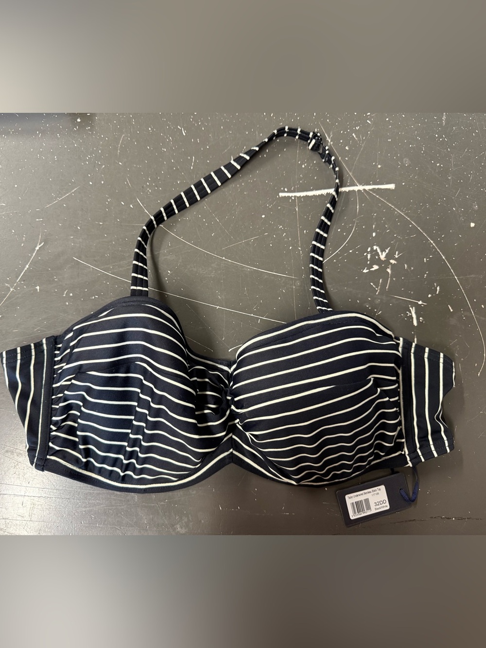 Striped Black and White Bandeau Bikini Top & Bottom